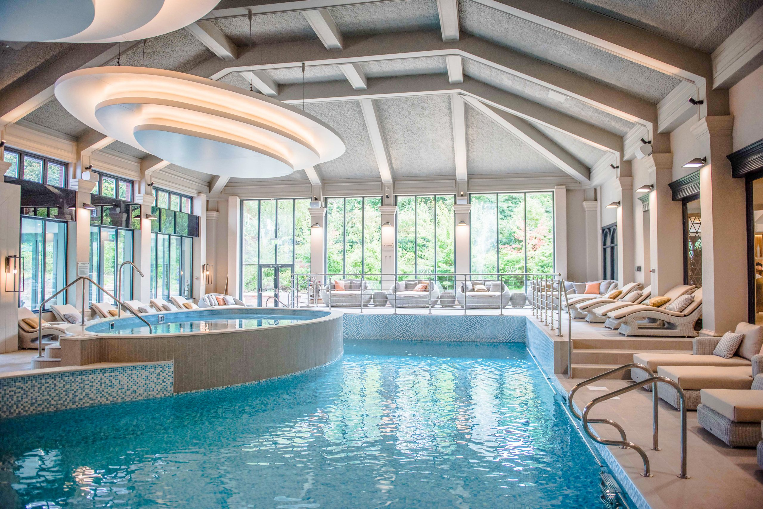 spa swimming pool with natural light and elegant fittings