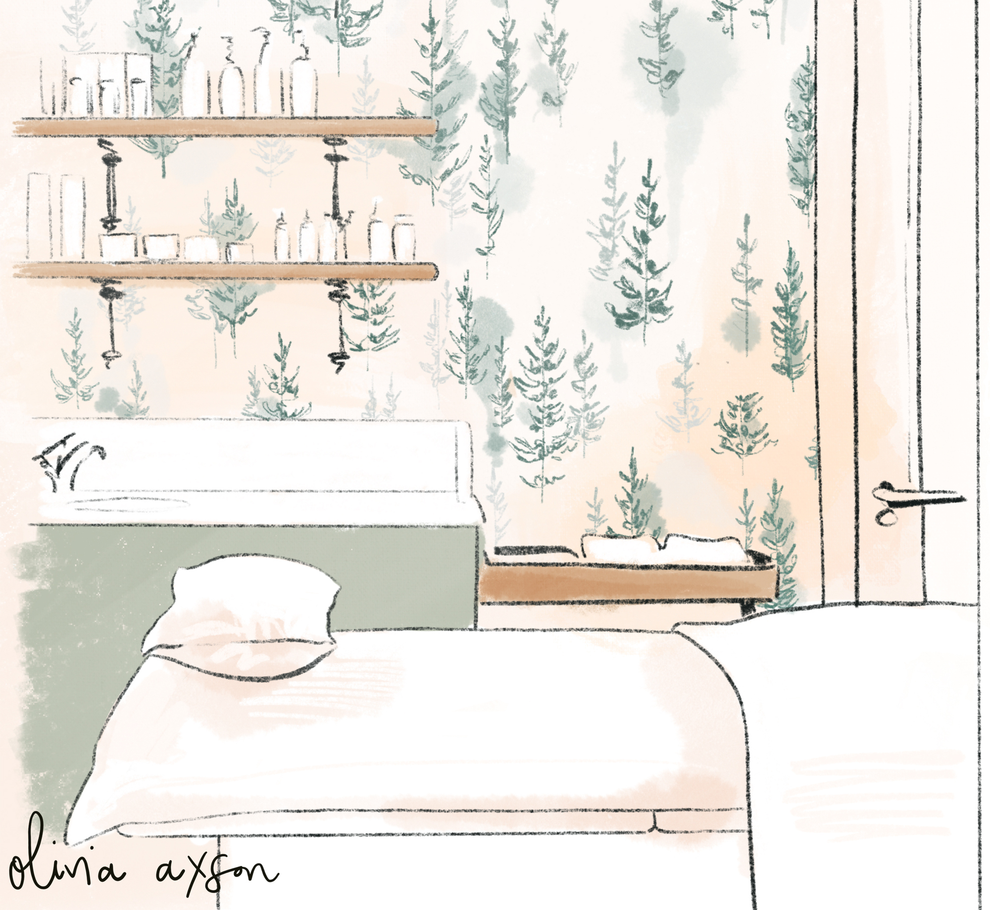 An artist's impression of a treatment room at Holte Spa