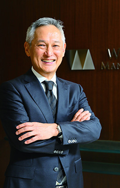 A picture of businessman Kazutoshi Senno, President and CEO, Wealth Management Inc.