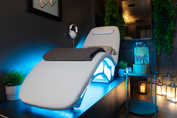 futuristic treatment bed in a spa