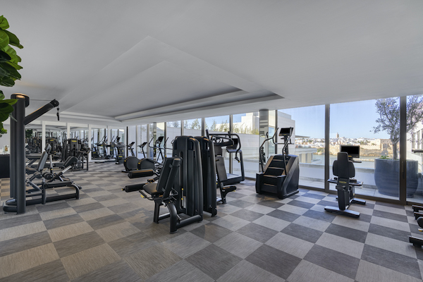 hotel gym with views of the atlantic ocean