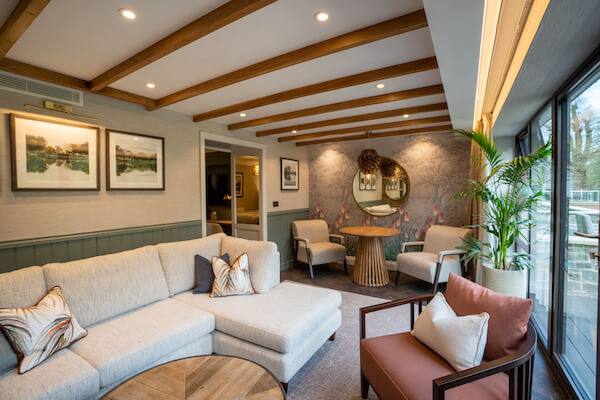lounge area in luxury spa garden suite
