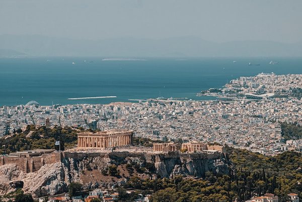 aerial view of the acropolis, Athens, Greece
