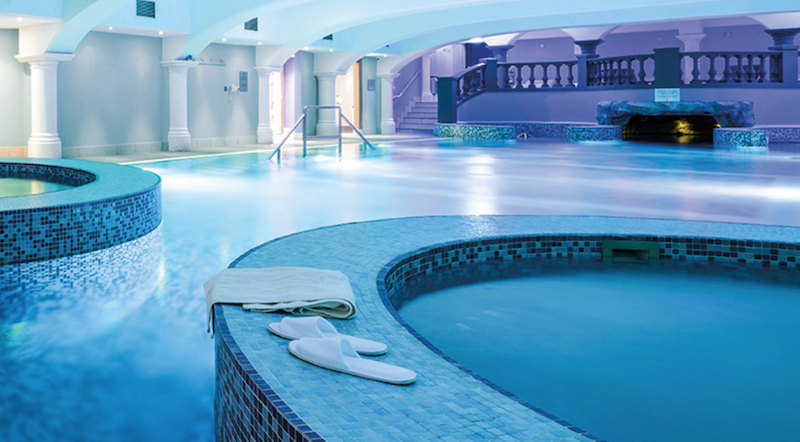 A blue spa pool