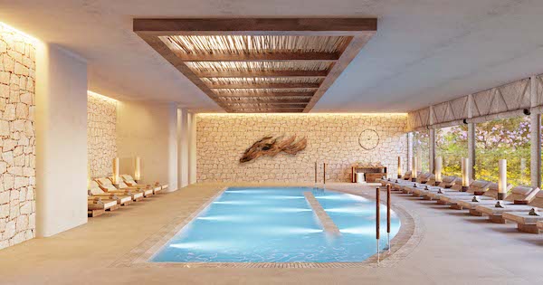 Indoor swimming pool at hotel resort