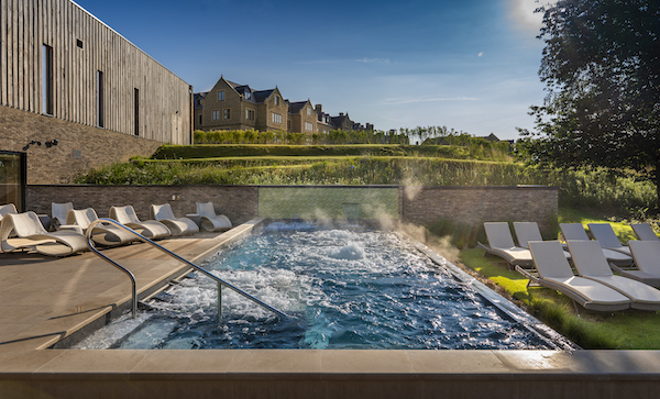 outdoor hot tub at a luxury UK spa
