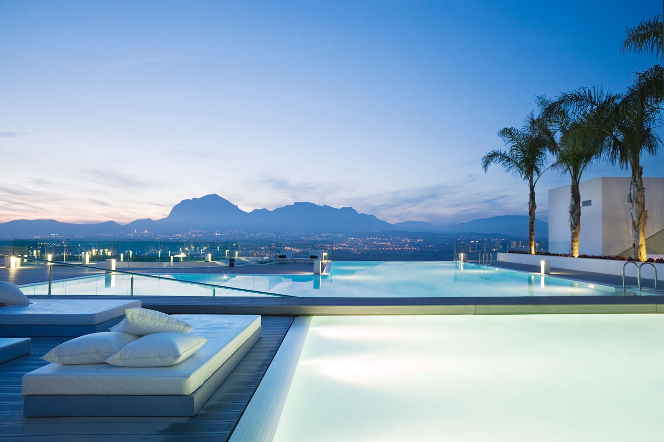 A pool overlooking a view