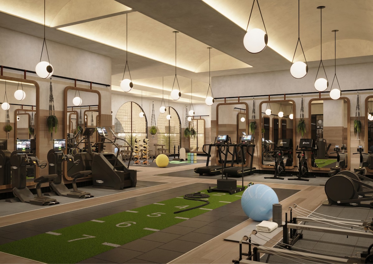 A gym area in a hotel