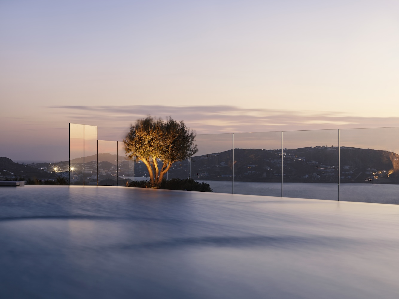 Swimming pool overlooking Aegean Sea in Greece