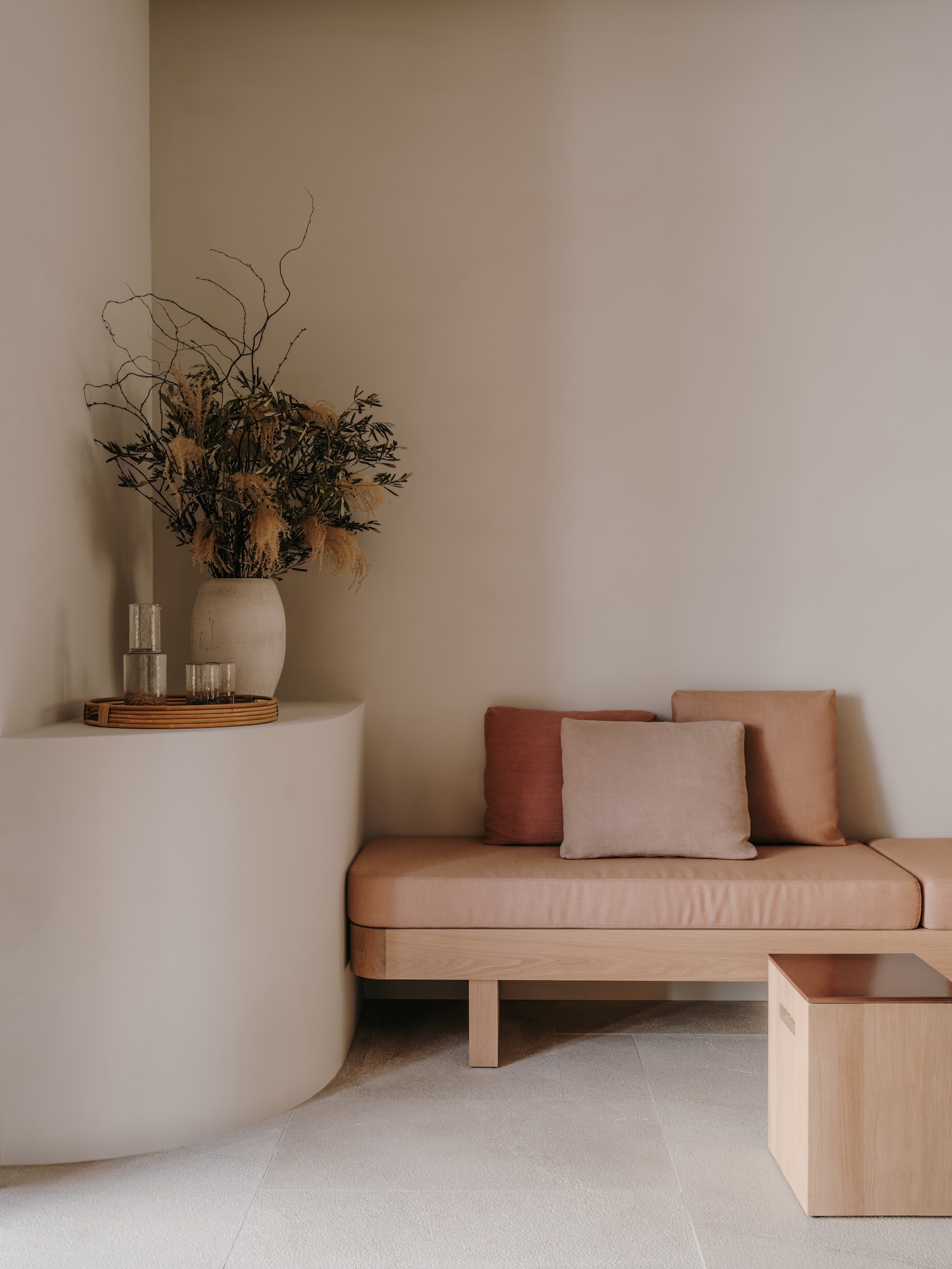 Spa relaxation area with soft chairs