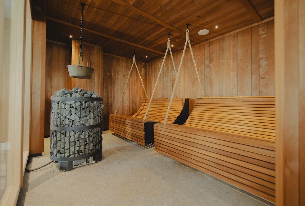 A large sauna in a spa