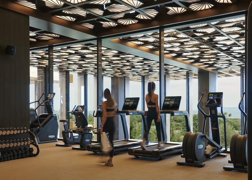 A gym with treadmills