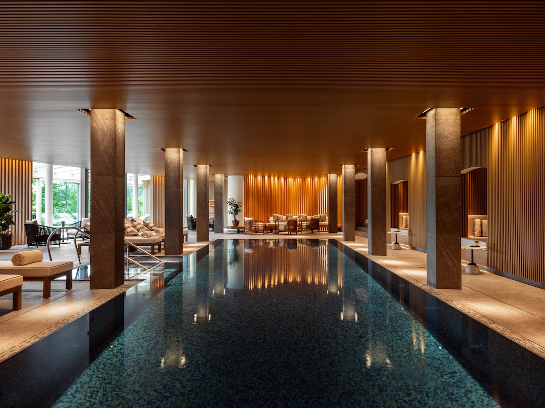 A swimming pool in a spa