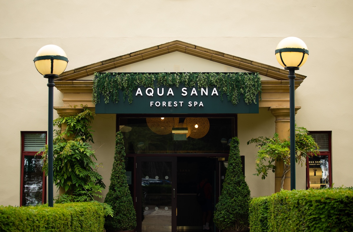 The entrance to a spa