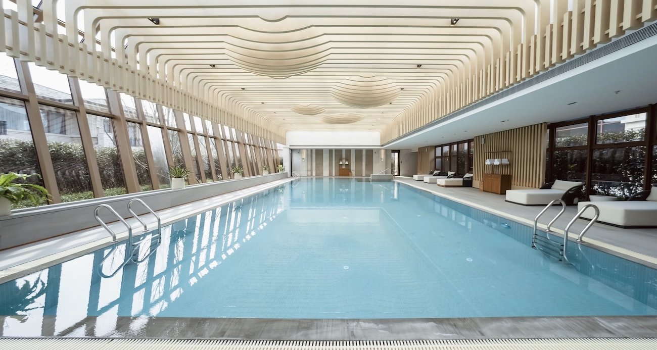 A large swimming pool in a spa