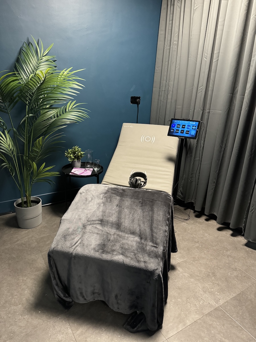 a spa treatment bed in a wellness suite