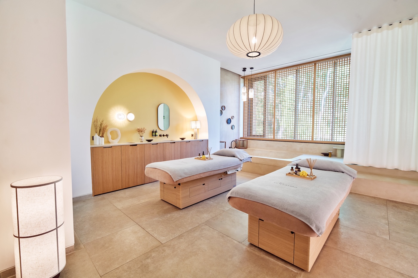 A light airy spa treatment room