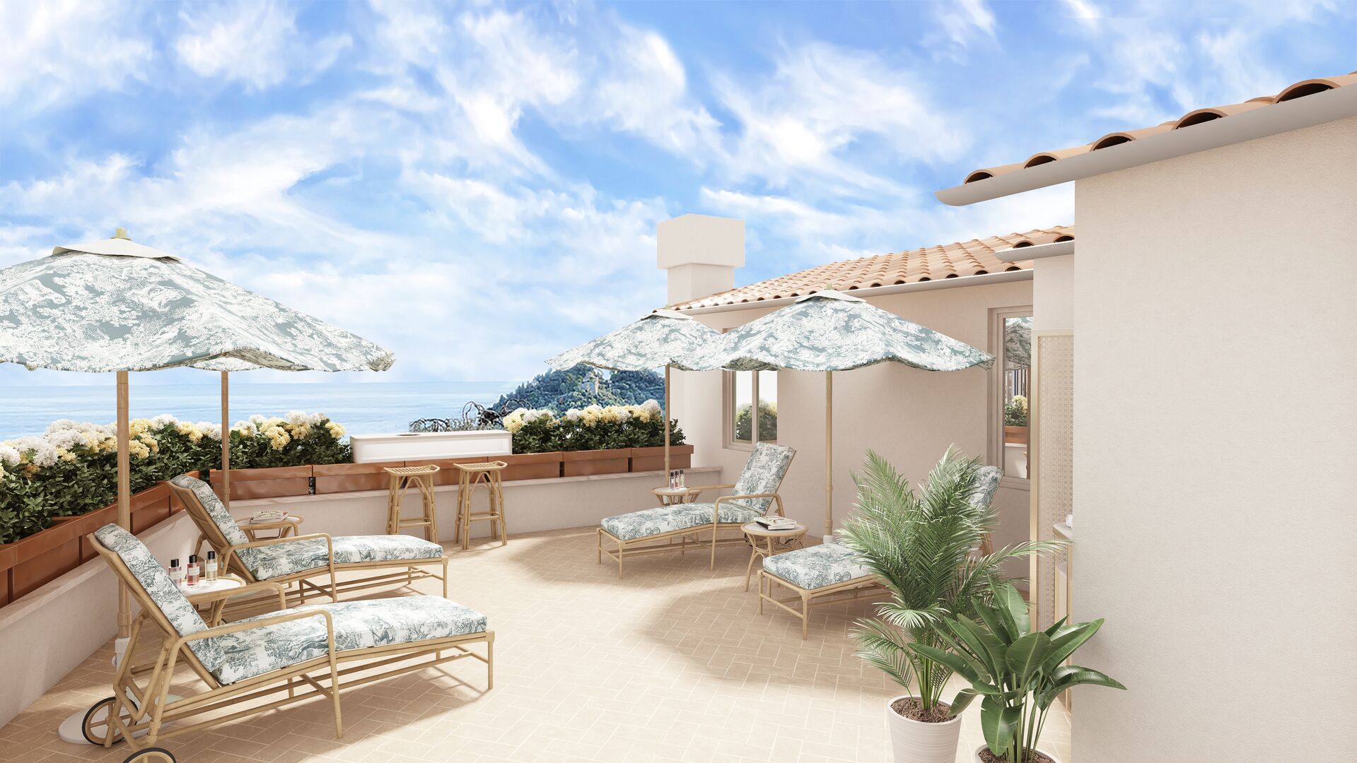 A rooftop spa terrace