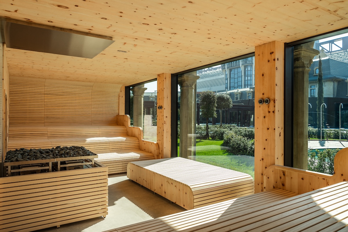 Indoor view of a sauna