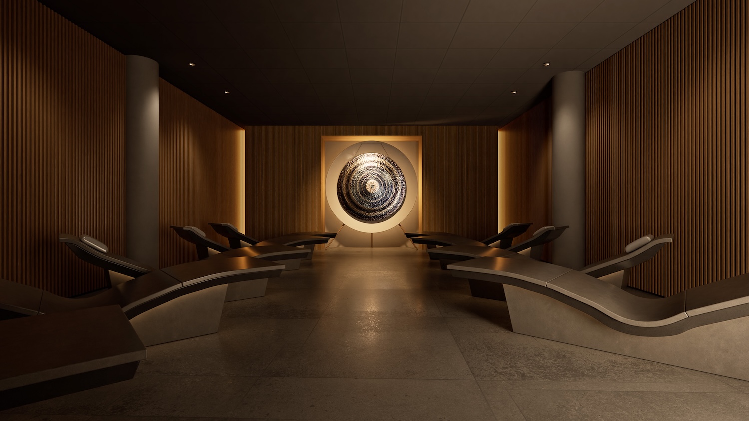 A gong room in a high end spa