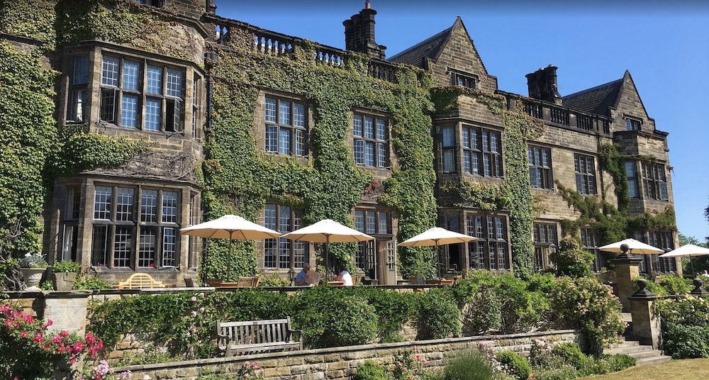 Exterior shot of an english country hotel in the sunshine