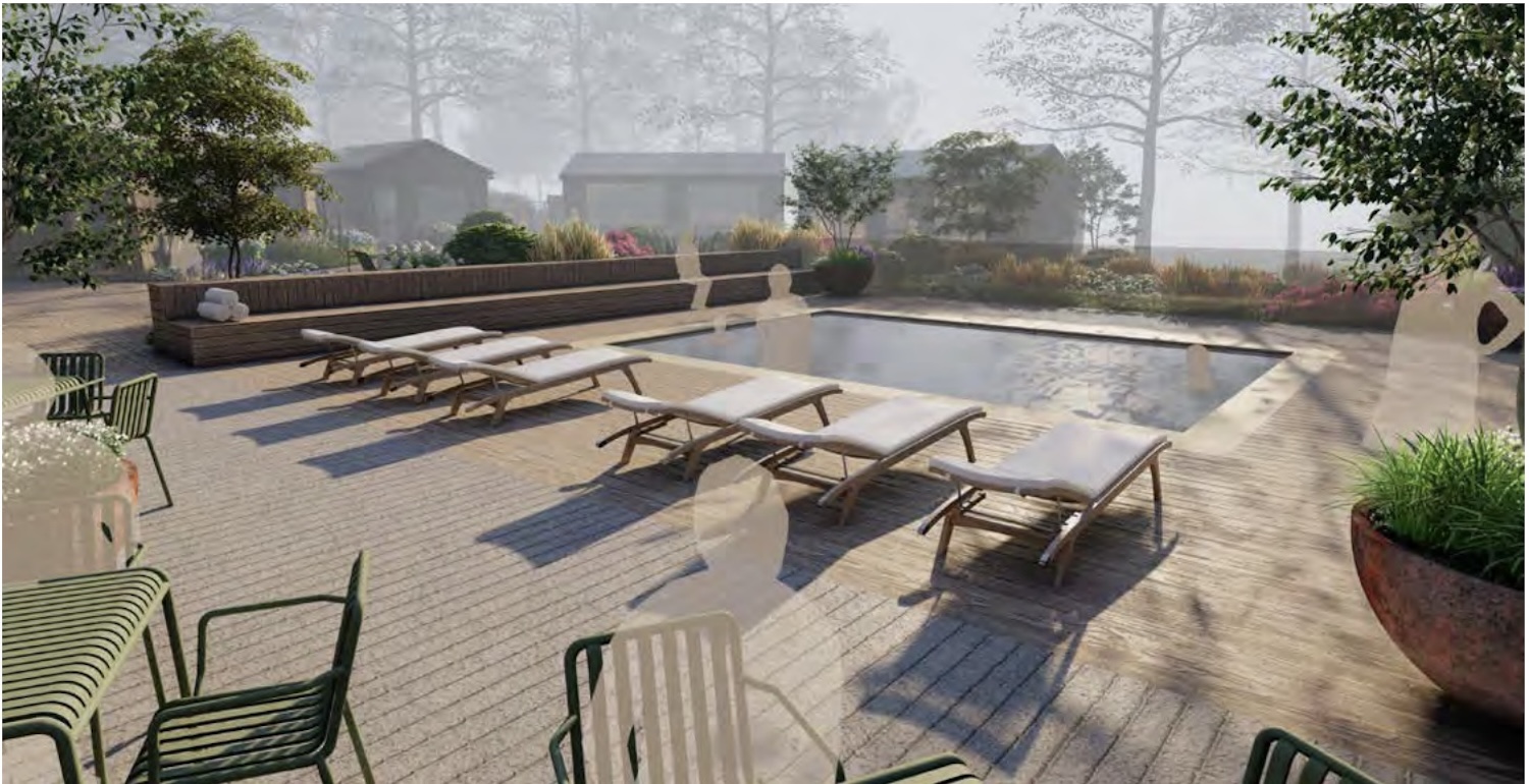 Render of a spa garden in a hotel