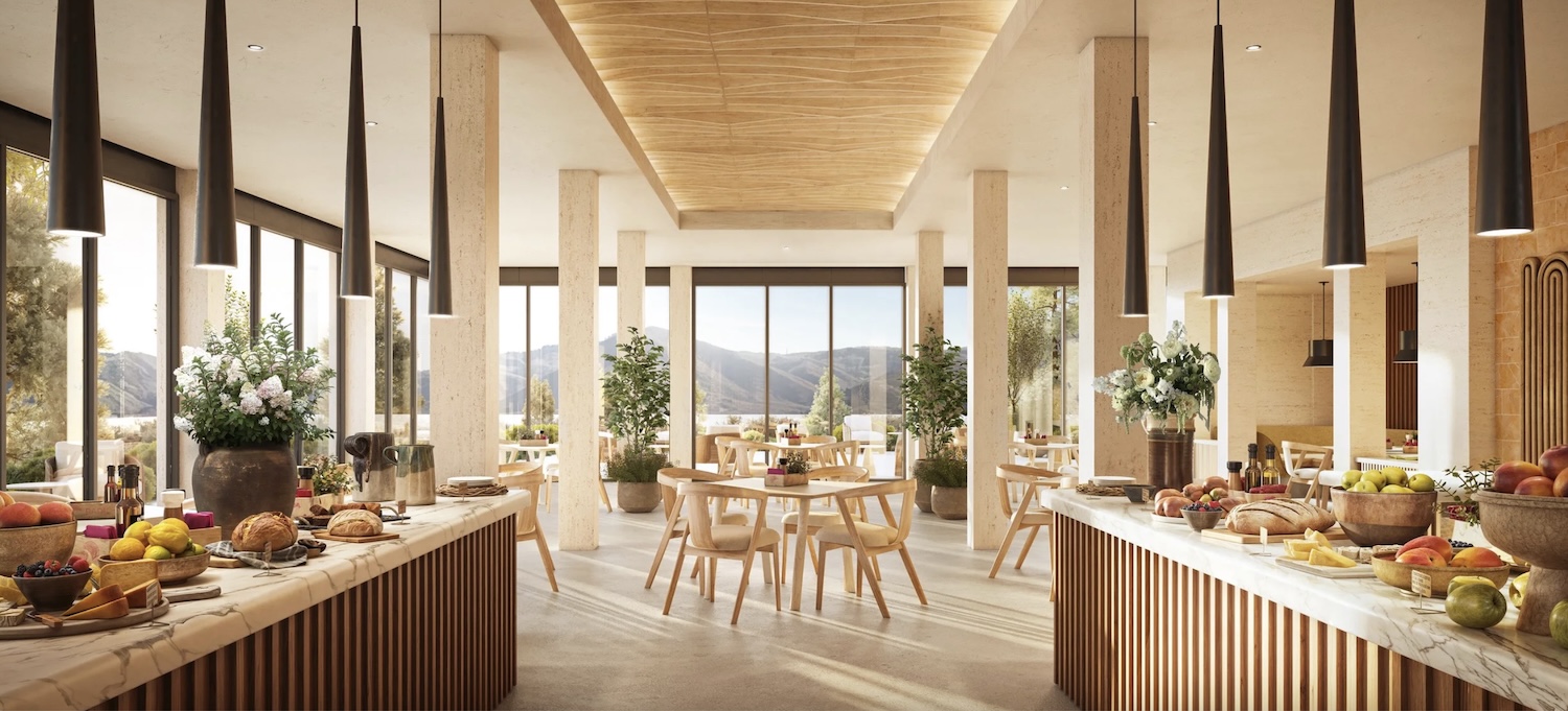 A light filled cafe in a spa