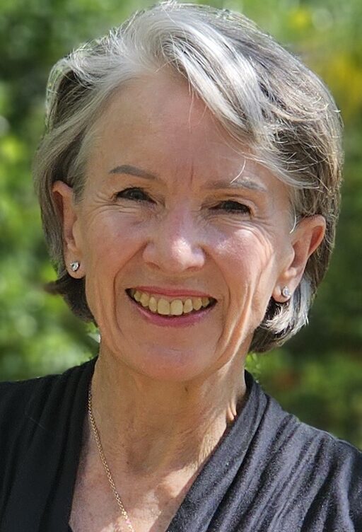 Smiling older lady with grey hair