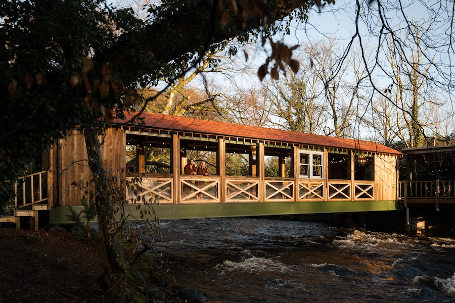 A wooden bridge over a river
