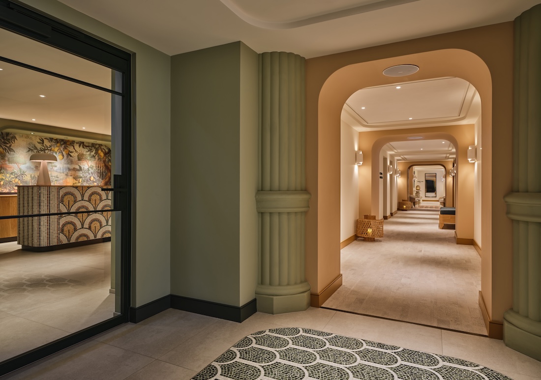 Spa reception area with mosaic tiled floor