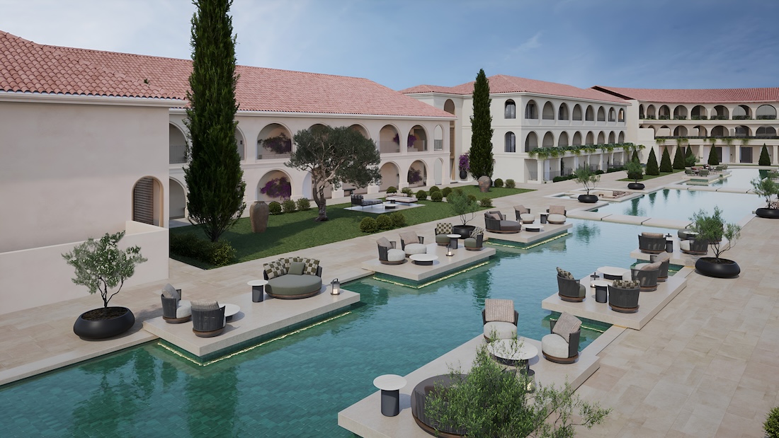 A lagoon style pool in a high end hotel