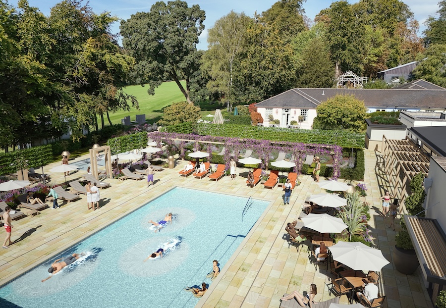 Render of Bishopstrow house and spa after new outdoor spa added