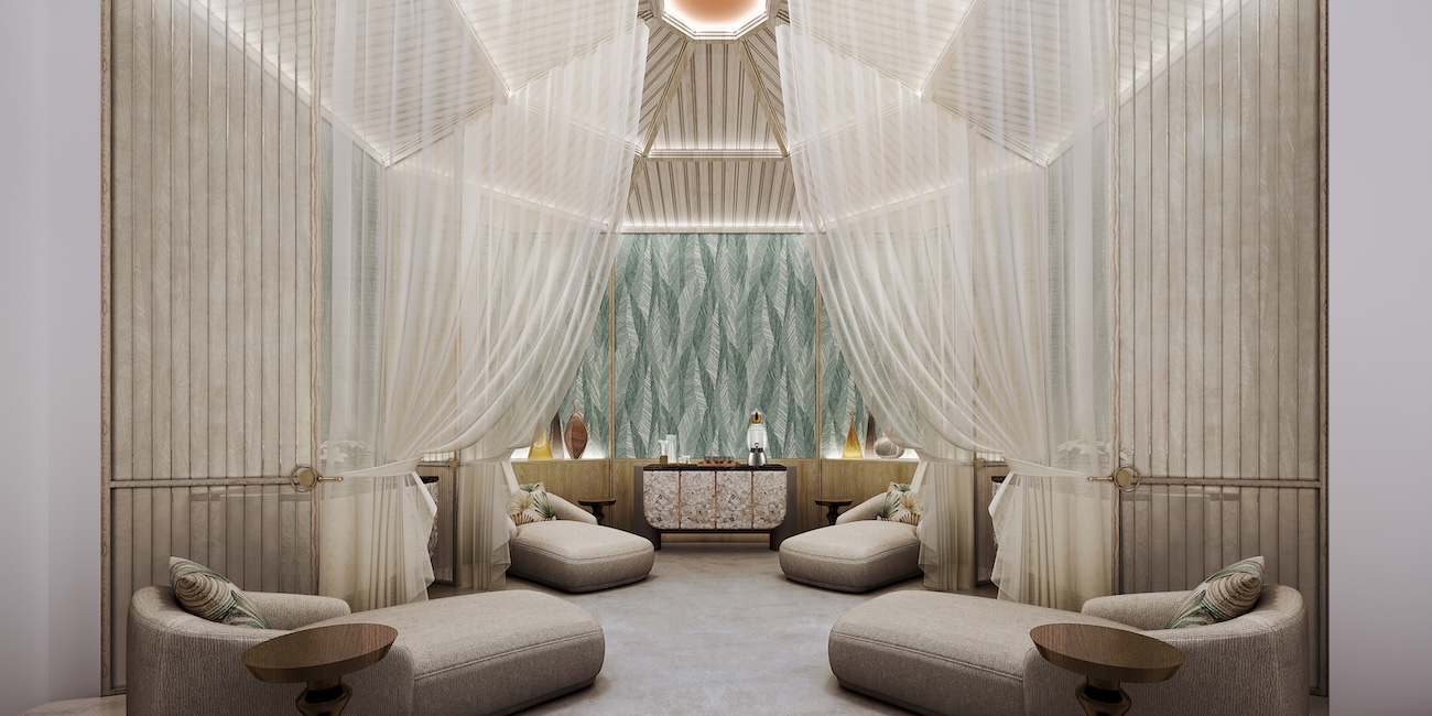 a relaxation room in a luxury spa