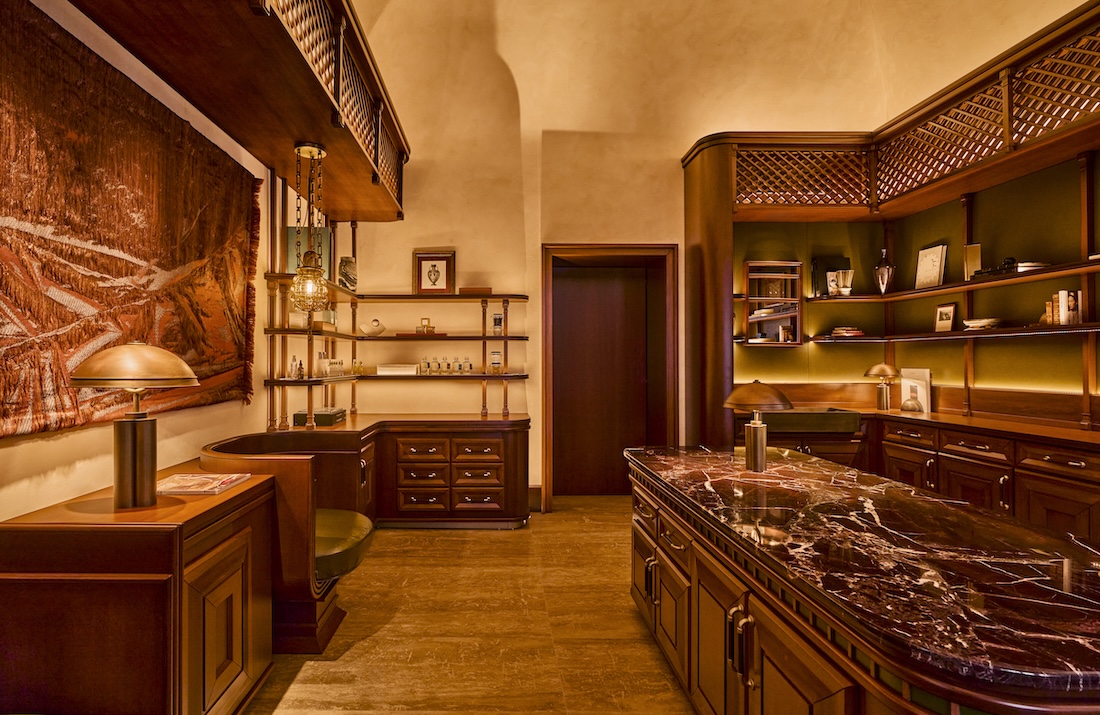 Spa reception area reminiscent of the Orient Express