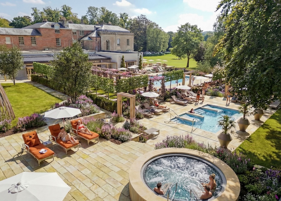 Aerial view of a spa garden