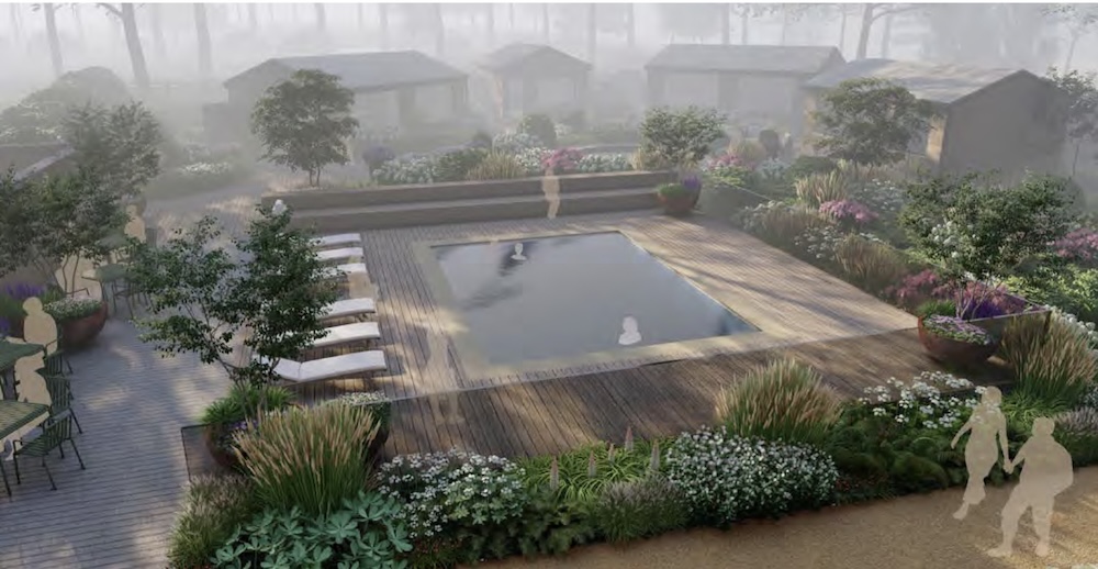CGI image of a spa garden