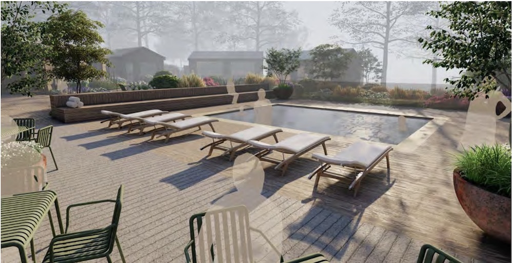 CGI image of a spa garden