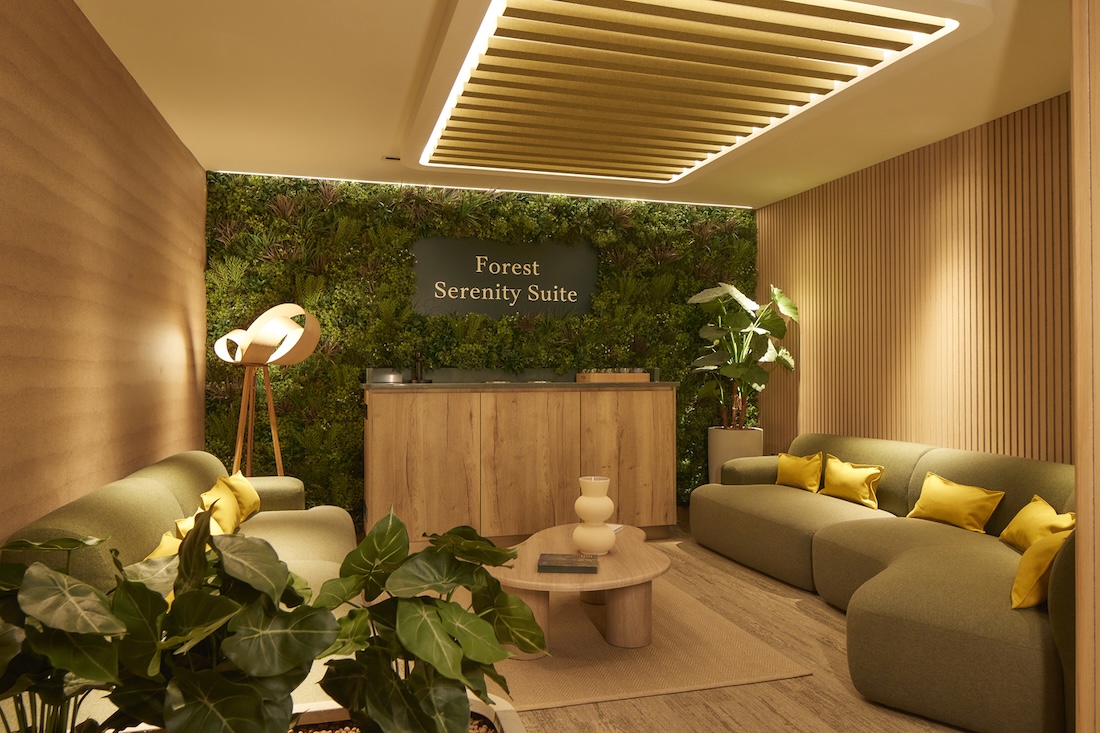 A spa lounge with living wall