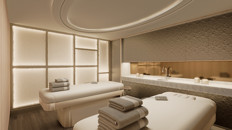 Two treatment beds in a spa treatment room