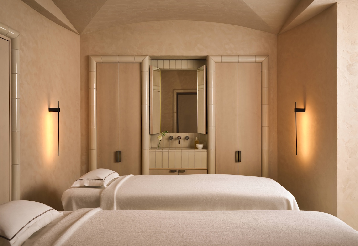 Two beds in a spa treatment room