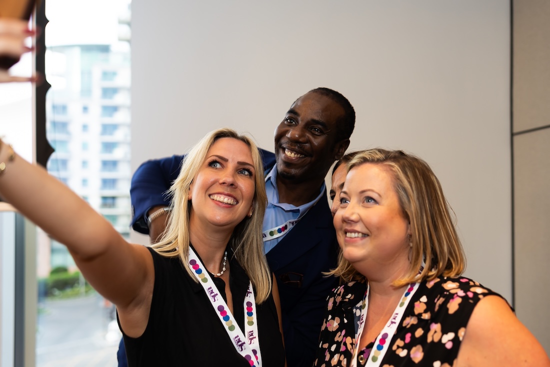 Three people posing for a selfie