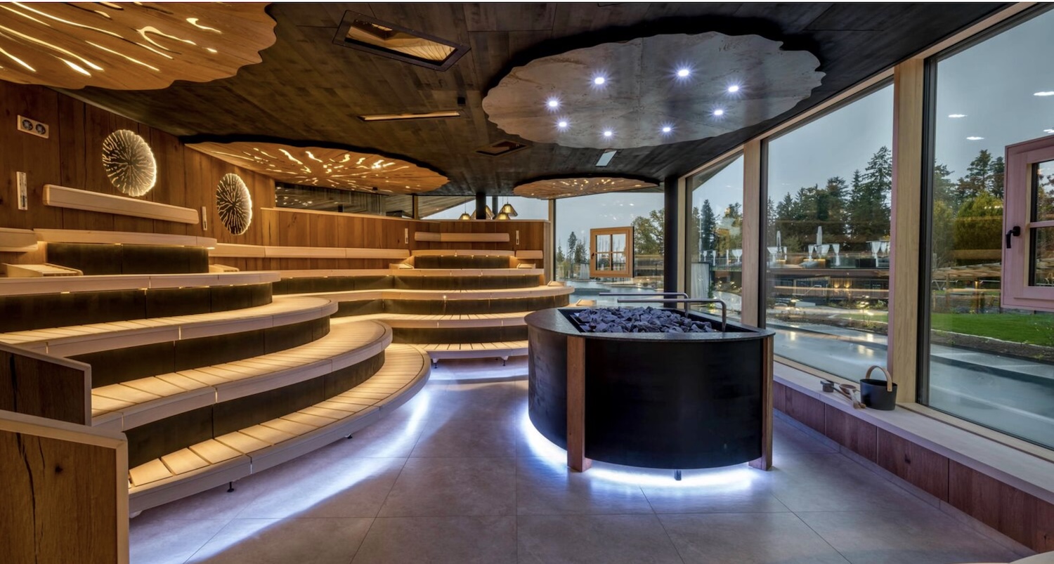 A large sauna in a spa