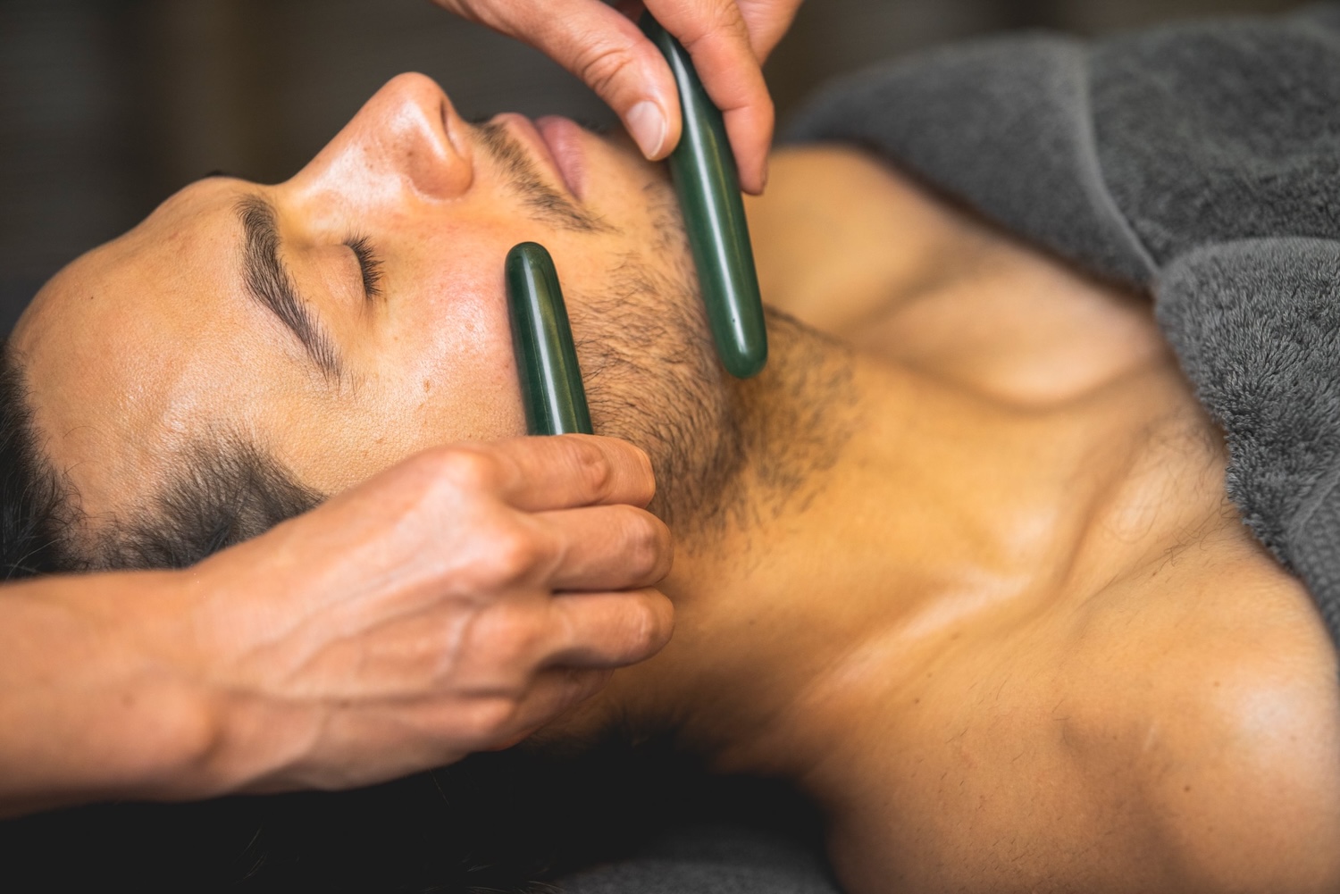 Man having a facial treatment