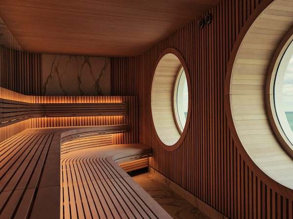 Picture of a sauna on board a luxury yacht