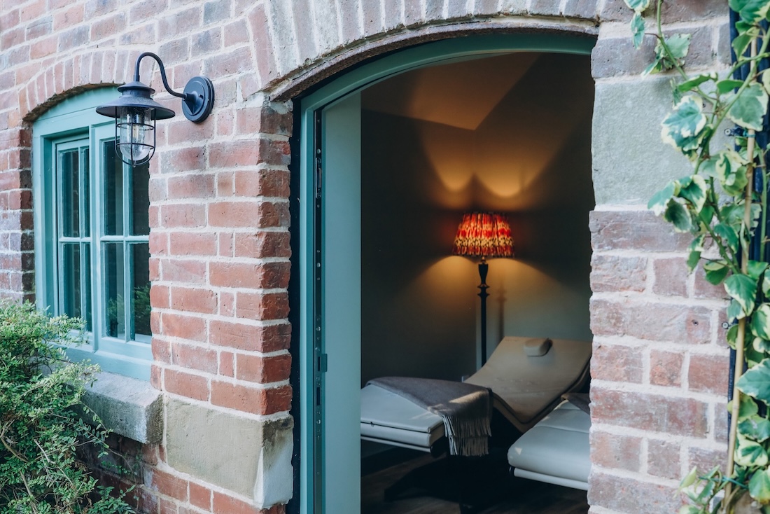 treatment beds in a potting shed spa