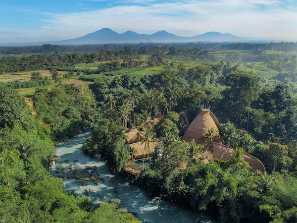 view of a luxury spa resort in Bali by the river