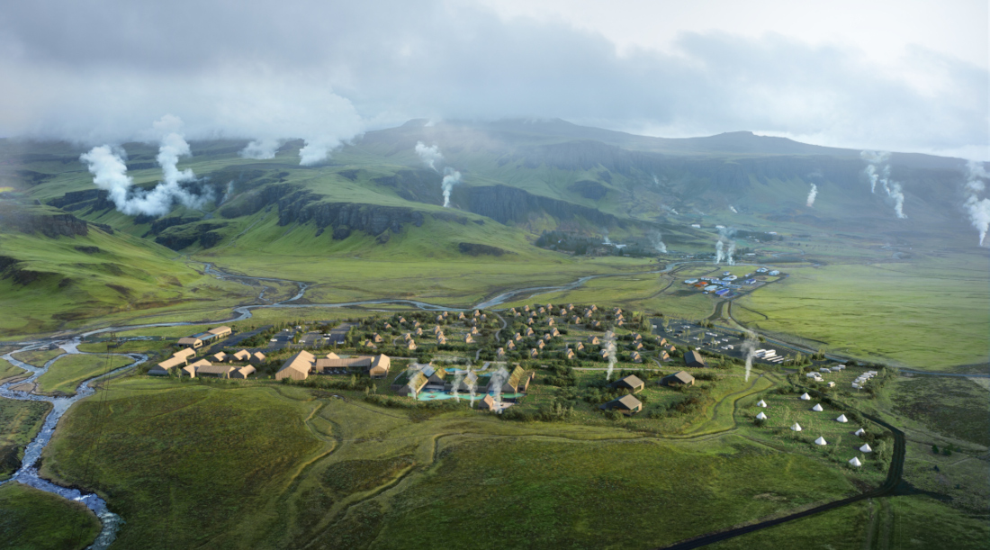 Aerial view of Icelandic spa