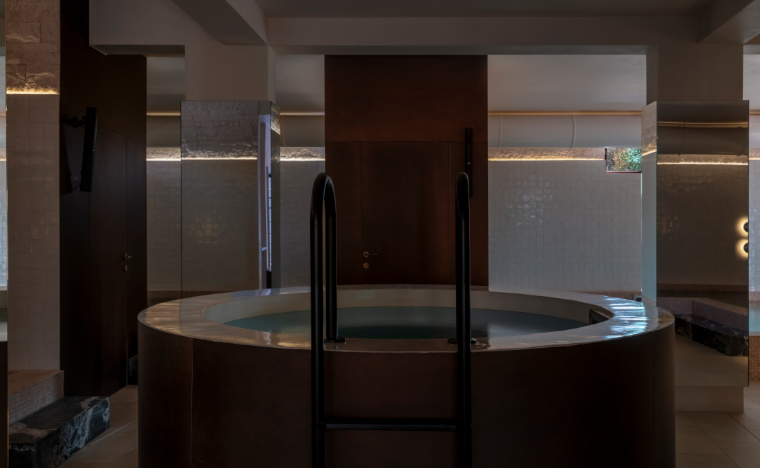 A raised spa pool
